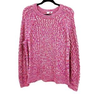 GAP Womens Sweater XL Pink Office Casual Cable Knit‎ Pullover Chunky Marled Cozy